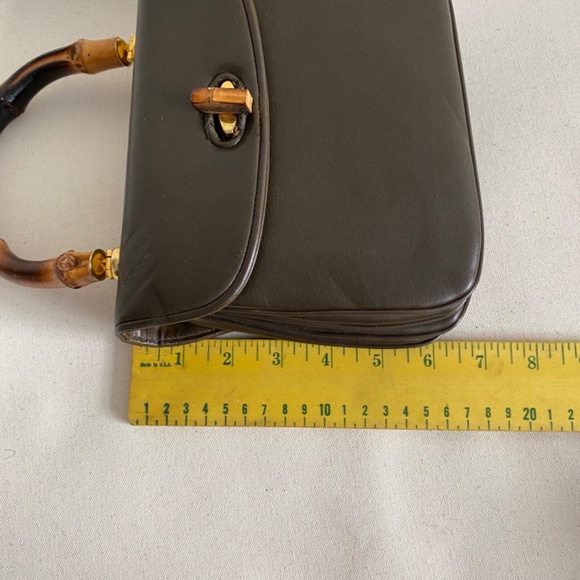 Vintage Meyers Purse Accordian Brown Bamboo Handle Tiki Mid Century Handbag - Picture 12 of 14